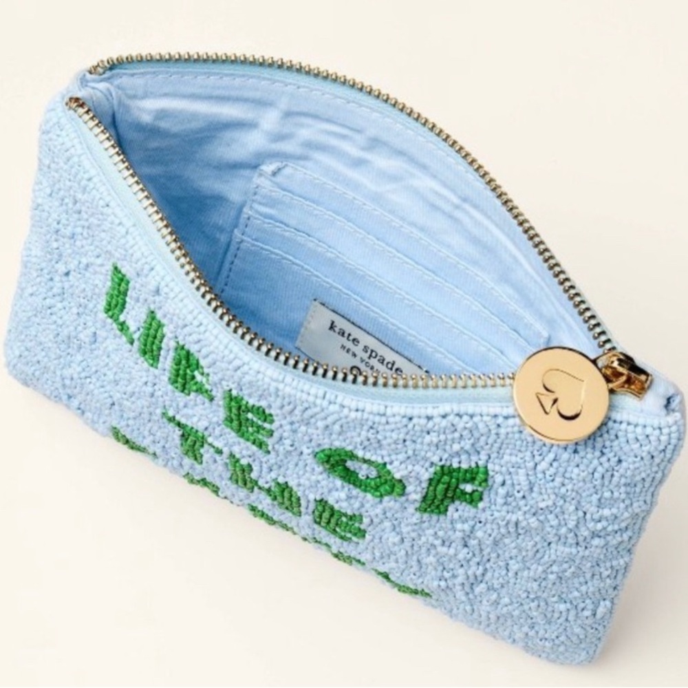 Kate Spade Blue and Green Beaded Clutch NEW - Picture 2 of 7